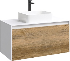 Aqwella Тумба с раковиной Mobi 100 белый/дуб балтийский – фотография-1